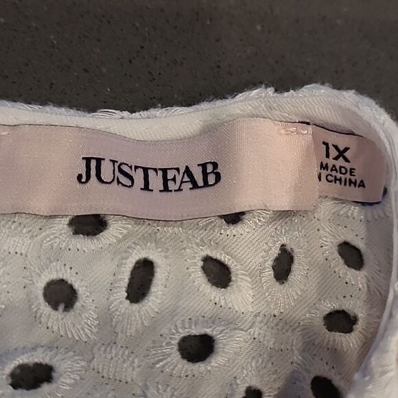 Just fabric sz 1X white eyelet dress with swing skirt, lined - Picture 12 of 13